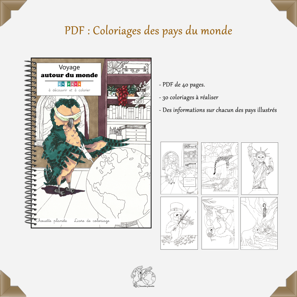Coloriage éducatif pdf : découverte des pays du monde