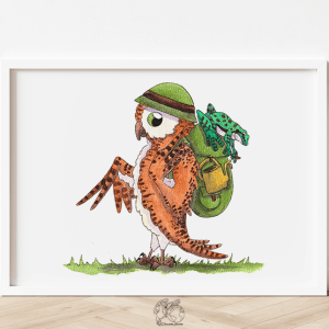 affiche aquarelle chouette aventurière