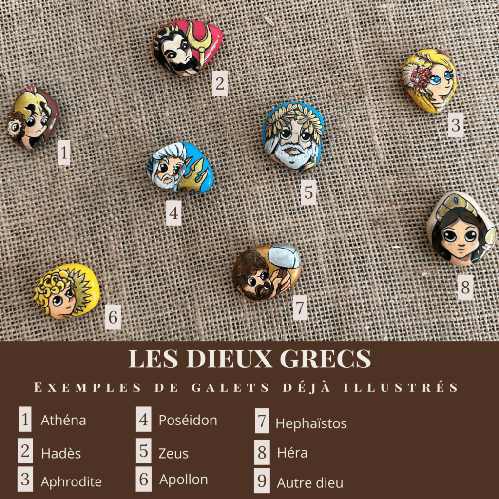 Galets personnalisés sur le thème des dieux grecs