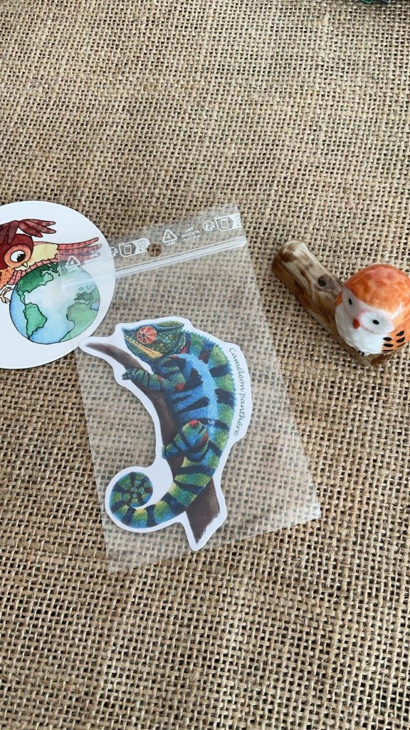 Sticker naturaliste, le caméléon panthère