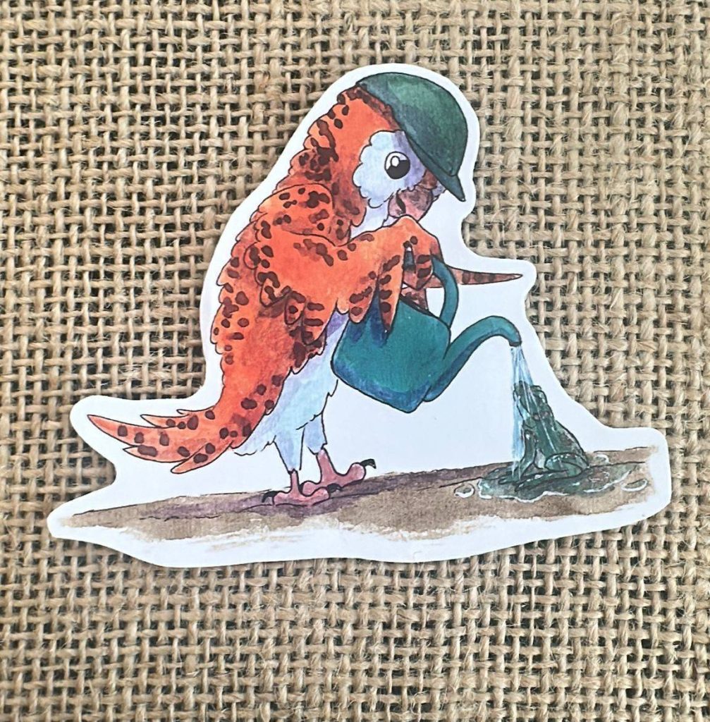 sticker grenouille et arrosoir