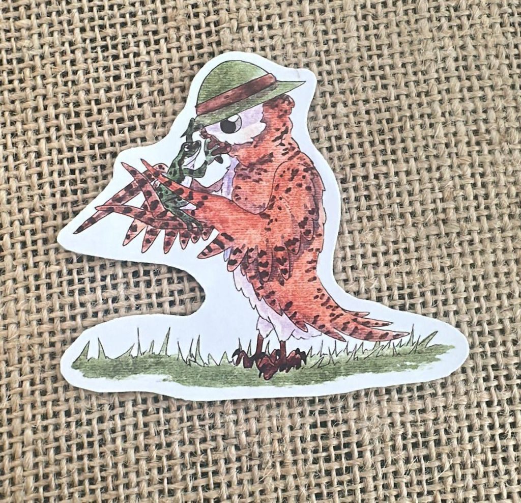 sticker mignon chouette et grenouille