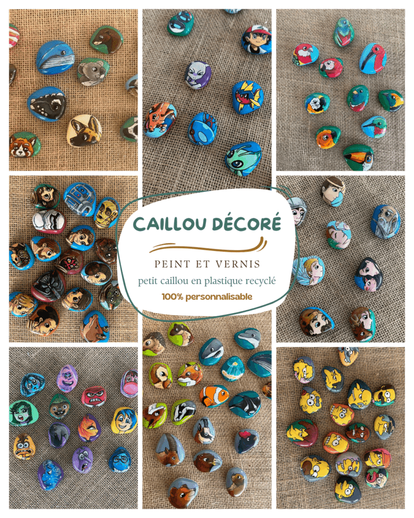 caillou décoré à personnaliser sur le thème de votre choix